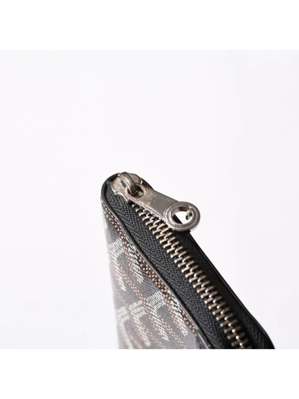 Goyard Matignon PM Card Case Coin Purse Din Canvas Leather Black Silver